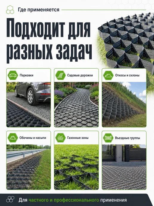 Старатель Объемная георешетка Фортис ГР 320 50П-1,25 (27,2м2), вариант, фото 5