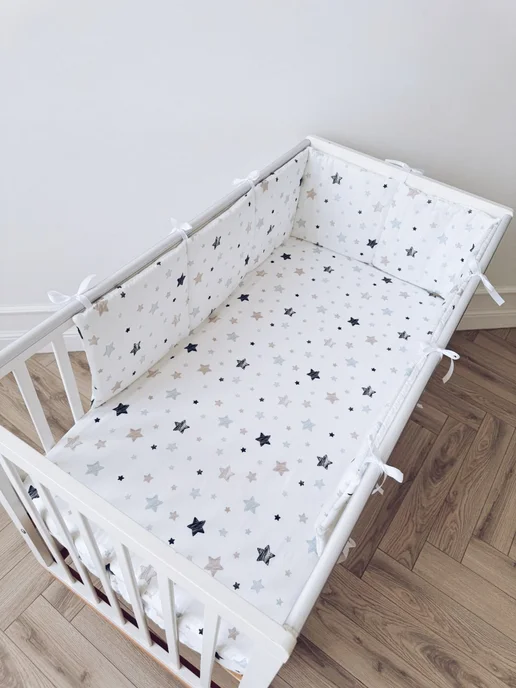 BABYTEX5 Бортик в кроватку для новорожденных 240*30 - крупные звезды, 240x30, фото 5