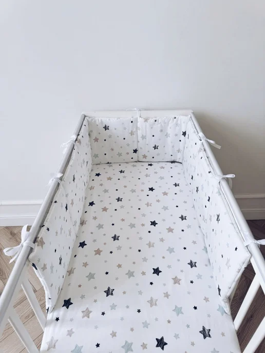 BABYTEX5 Бортик в кроватку для новорожденных 240*30 - крупные звезды, 240x30, фото 6