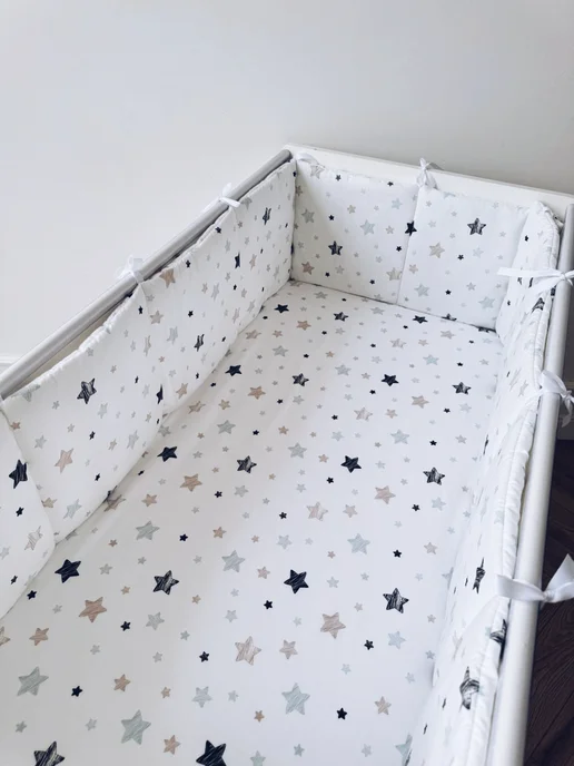 BABYTEX5 Бортик в кроватку для новорожденных 240*30 - крупные звезды, 240x30, фото 7