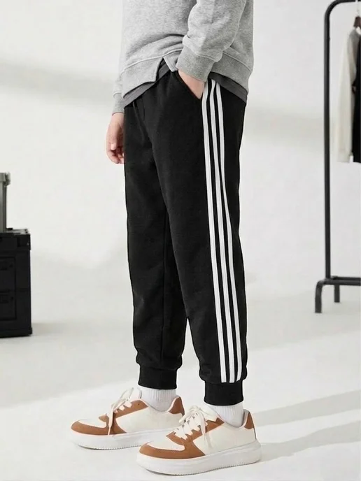 LACI KIDS Брюки спортивные свободные джоггеры без начеса, черный