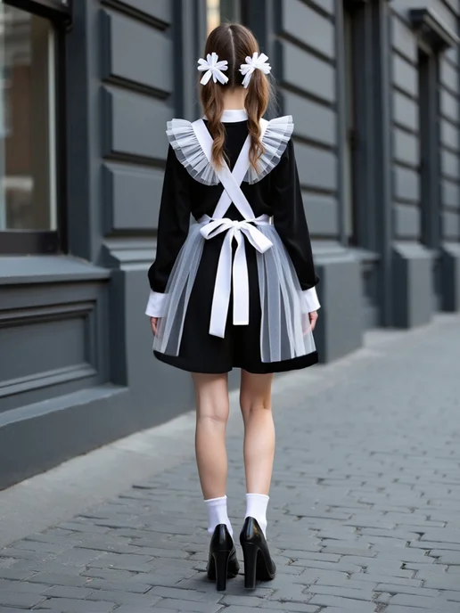 MariKo_accessories Фартук школьный белый 1 сентября, белый, фото 4