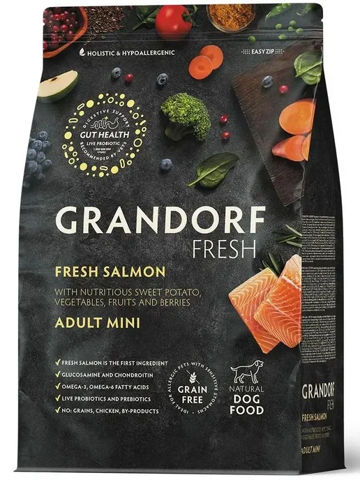 Сухой корм Grandorf fresh Грандорф Фреш для собак, мелкие, лосось, 1 кг, фото 2