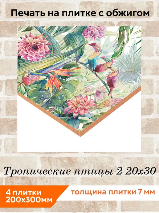fres-co Панно из керамической плитки Тропические птицы 2 20х30, 20x30, фото 2