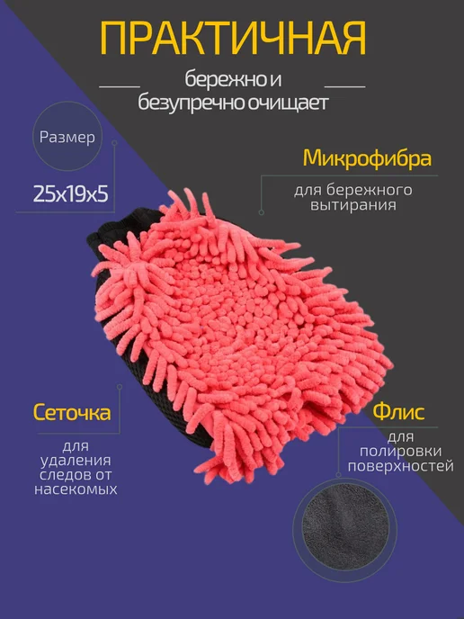 Губка для машины микрофибра для авто, синий, фото 2