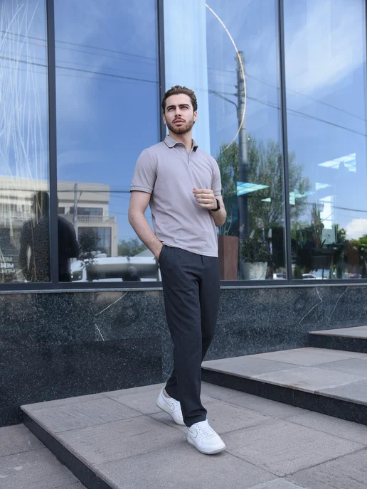 TC PROFORCE Базовая футболка поло повседневное летнее, серый, фото 2