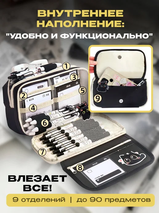 Proestetika Школьный пенал у2к для подростка, черный, фото 3