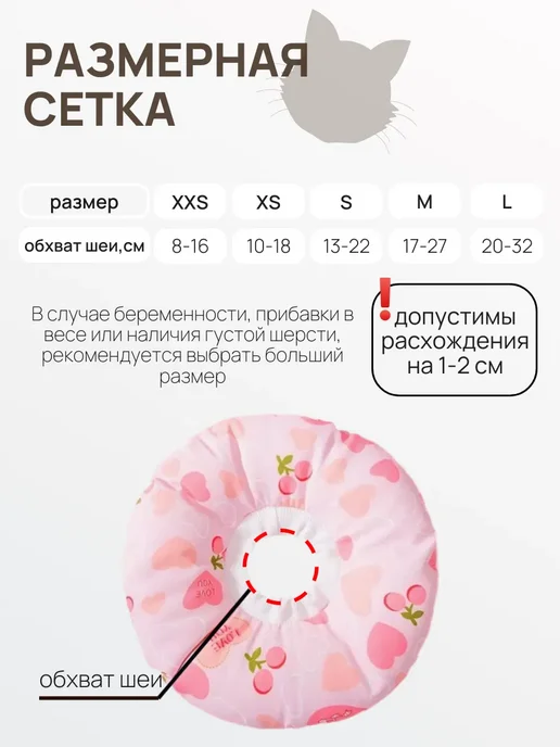 Воротник для кошек и собак ветеринарный "Вишенки", розовый, фото 6