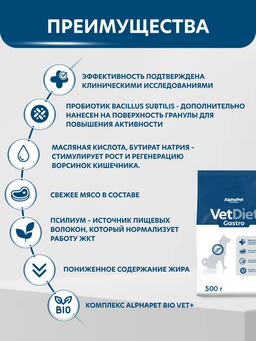 Сухой корм AlphaPet Gastrointestinal Vet для собак, 0,5 кг, фото 2