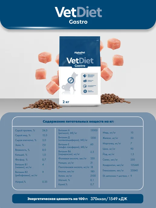 Сухой корм AlphaPet Gastrointestinal Vet для собак, 2 кг, фото 4