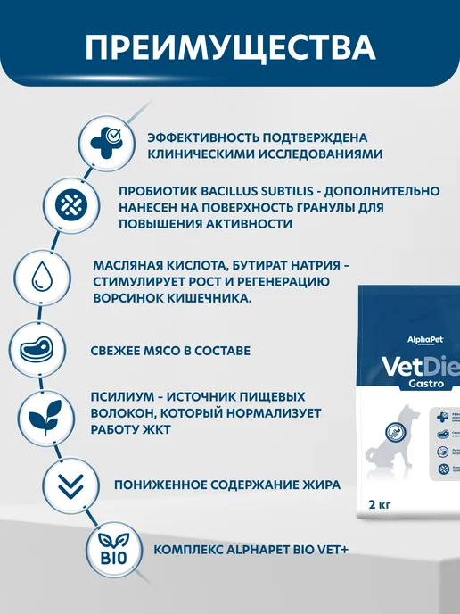 Сухой корм AlphaPet Gastrointestinal Vet для собак, 2 кг, фото 8