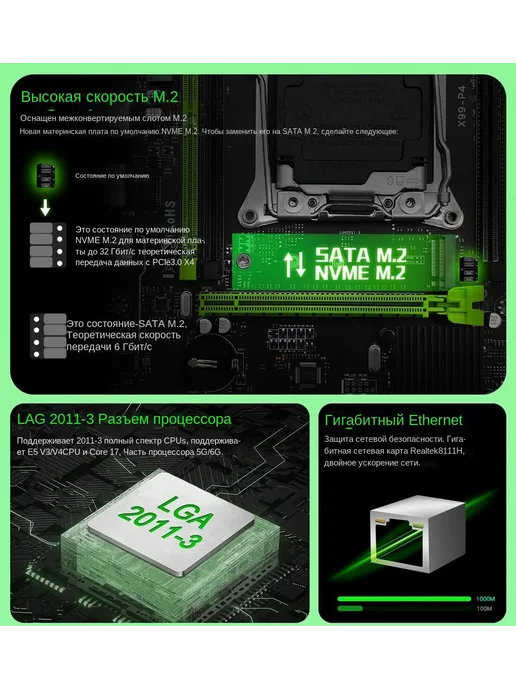 Huassen материнская плата X99 P4 LGA 2011-3 DDR4 Поддержка TPM 2.0, вариант, фото 7