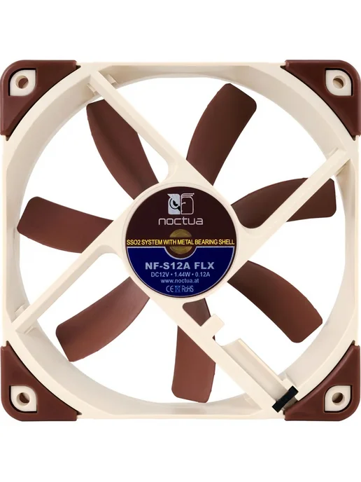 Noctua Вентилятор корпуса NF-S12A FLX, 120мм, 3-pin, 1200RPM, вариант, фото 5