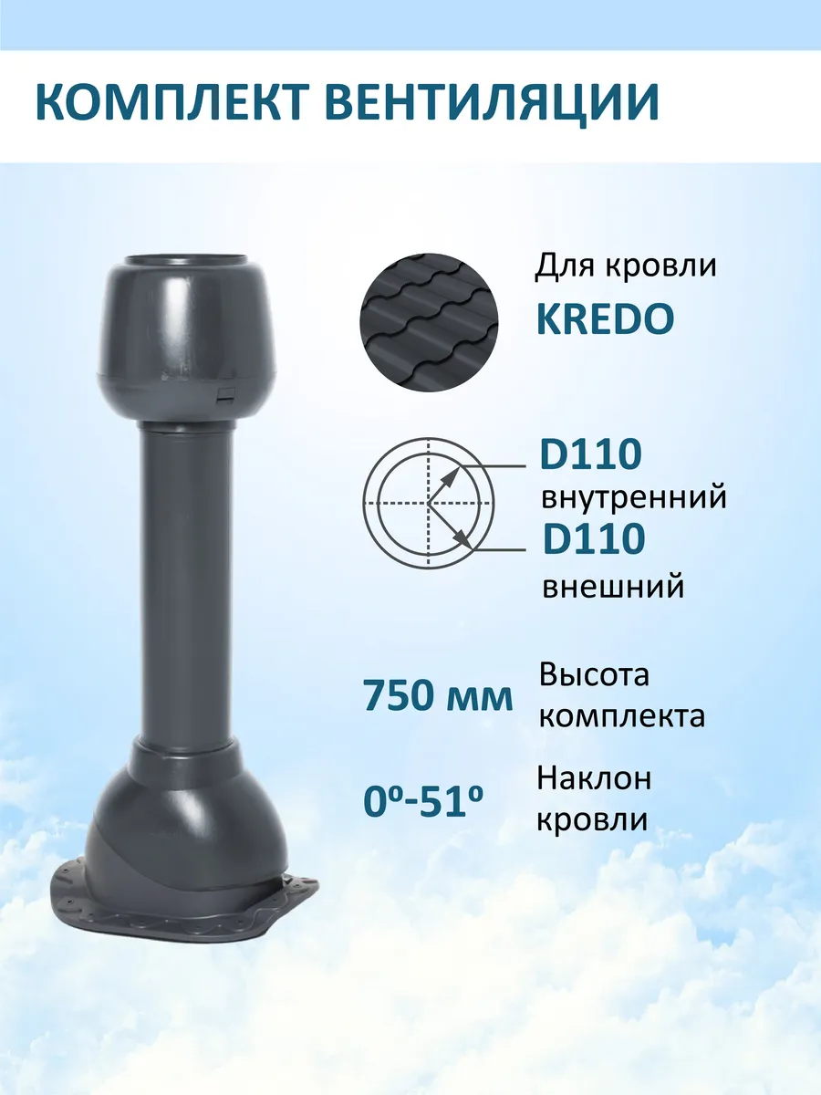 Колпак D110, вент.выход 110 не утепл., для м/ч Кредо