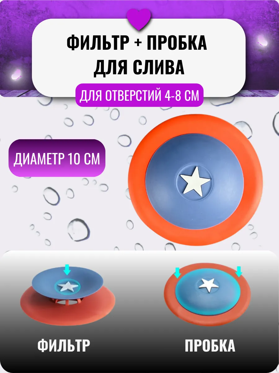 Пробка и фильтр для ванны универсальная для слива