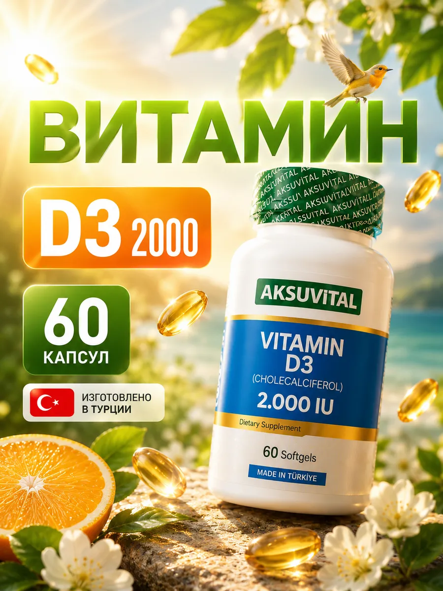 Витамин Д3 2000 капсулы Турция оригинал