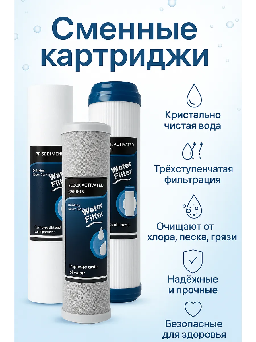 Комплект сменных картриджей для фильтров с обратным осмосом