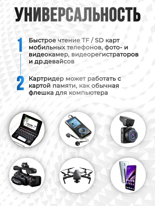 Ennoware Картридер универсальный USB 2.0 карт памяти для ПК, вариант, фото 4