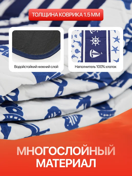AmiLine Пляжный коврик для гальки плотный для пикника, синий, фото 5
