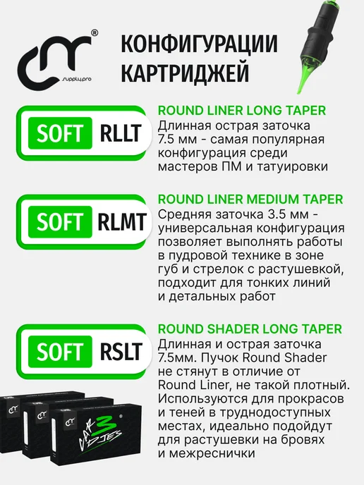 CM Supply Картриджи для перманентного макияжа и тату 35 01 RLLT SOFT, вариант, фото 3