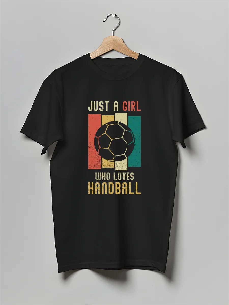 Футболка Just A Girl Who Loves Handball Ретро Спорт Девушки
