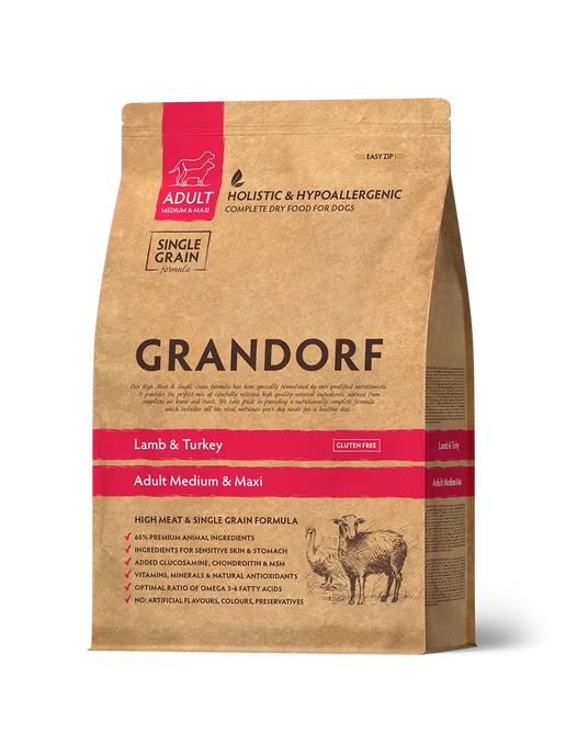 Сухой корм Grandorf' Грандорф Соба… для собак, крупные, средние, индейка, ягненок, 10 кг, фото 2