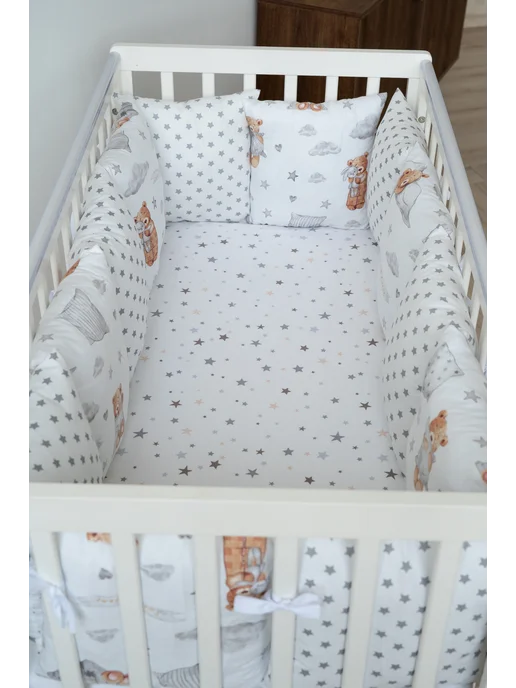 BABYTEX5 Бортик в кроватку для новорожденных 120 см, белый, в упаковке 2 кг, фото 2
