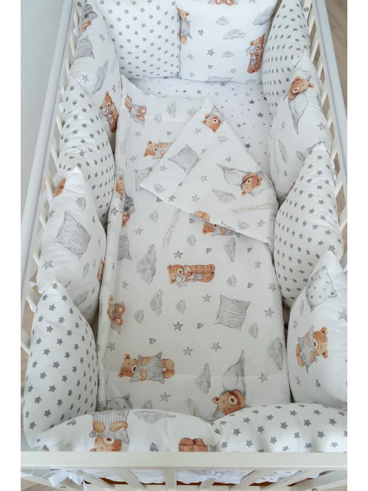BABYTEX5 Бортик в кроватку для новорожденных 120 см, белый, в упаковке 2 кг, фото 4