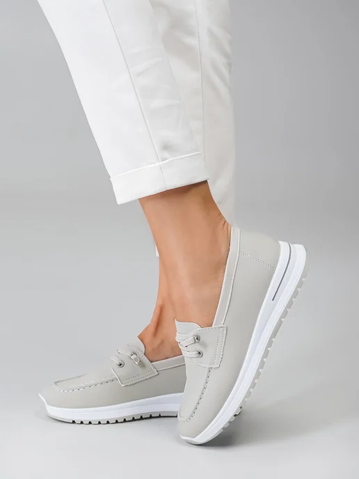BIG Store Shoes Мокасины летние мягкие на платформе, серый