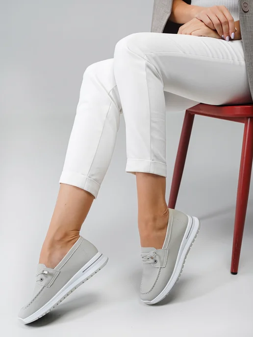 BIG Store Shoes Мокасины летние мягкие на платформе, серый, фото 2