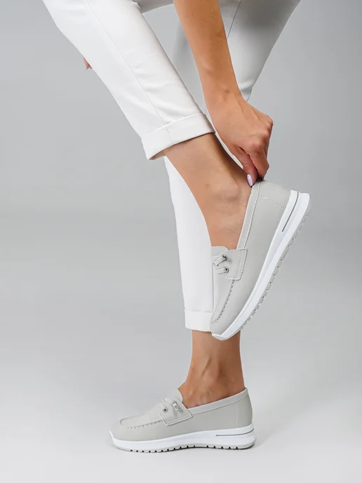 BIG Store Shoes Мокасины летние мягкие на платформе, серый, фото 3