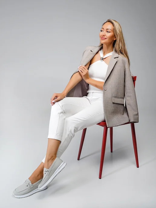 BIG Store Shoes Мокасины летние мягкие на платформе, серый, фото 4