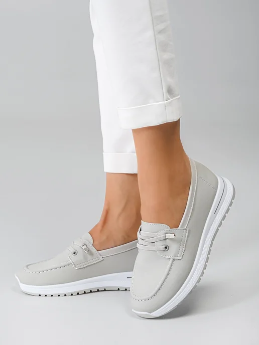 BIG Store Shoes Мокасины летние мягкие на платформе, серый, фото 5