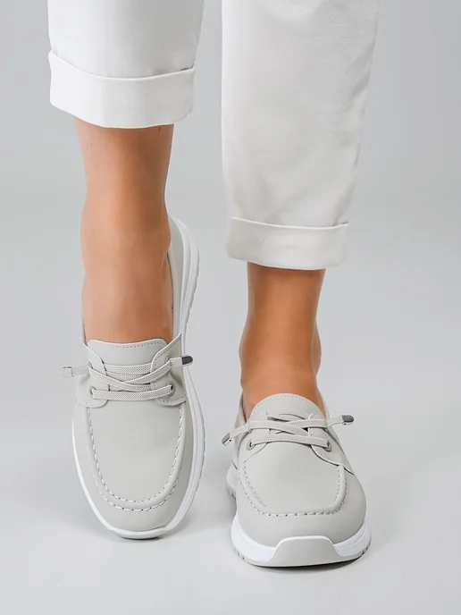 BIG Store Shoes Мокасины летние мягкие на платформе, серый, фото 7
