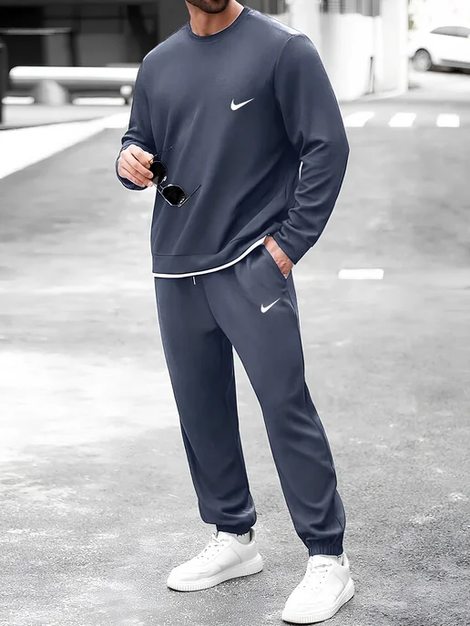 Nike Костюм с штанами и свитшотом, серый