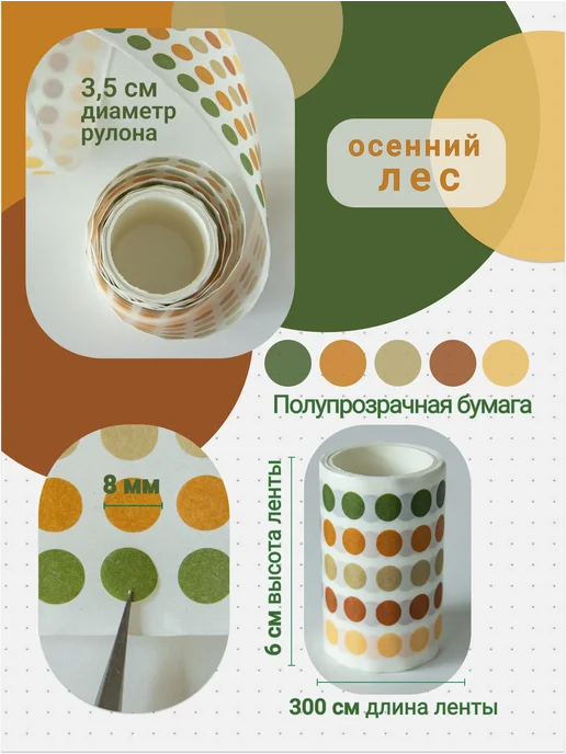 DreamToLife Стикеры точки, наклейки круглые для ежедневника и планера, зеленый, фото 2