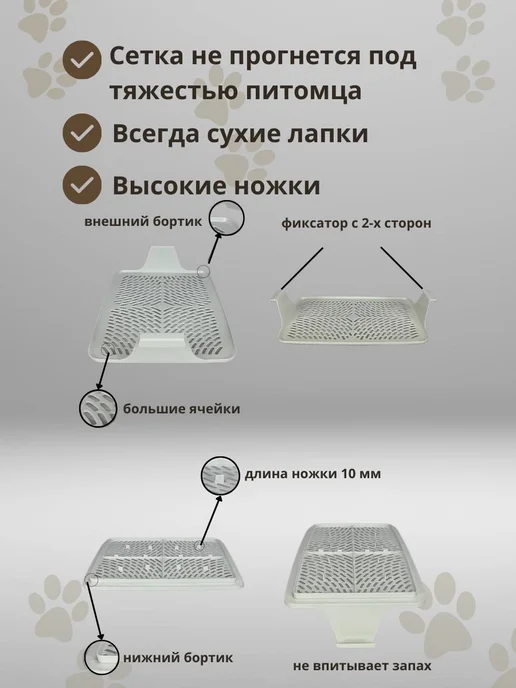 Dogman Лоток для кошек с решеткой, серый, фото 3