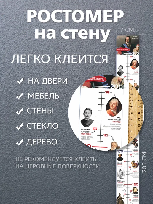 IVJ print Ростомер детский на стену в комнату интерьерная наклейка, 2 м, фото 5