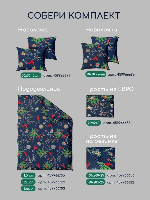 Uniqcute Простынь на резинке поплин 160х200х25см цветы, синий, фото 4