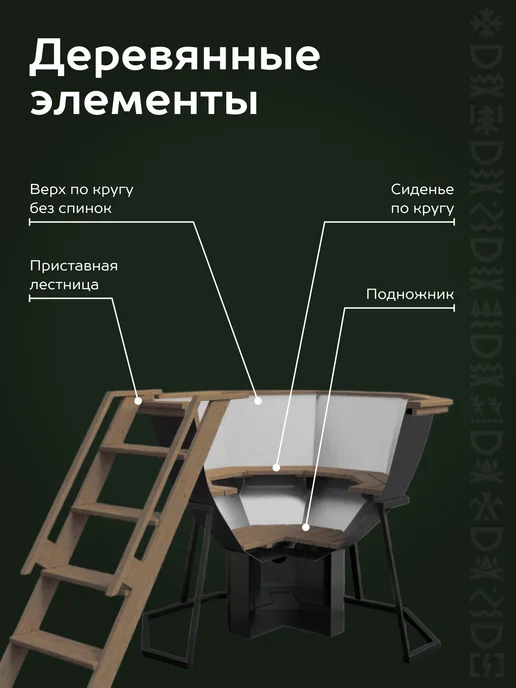 Сибирский Банный Чан Банный чан 8-гранный с печью и опорой, черный, фото 4