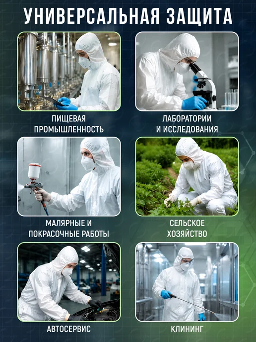 OZBERRY Защитный малярный костюм. Комбинезон рабочий 1 шт, 1 шт, фото 4