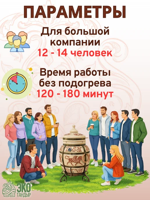 ЭкоТандыр Тандыр Персидский на колесах, с термометром, вариант, фото 5
