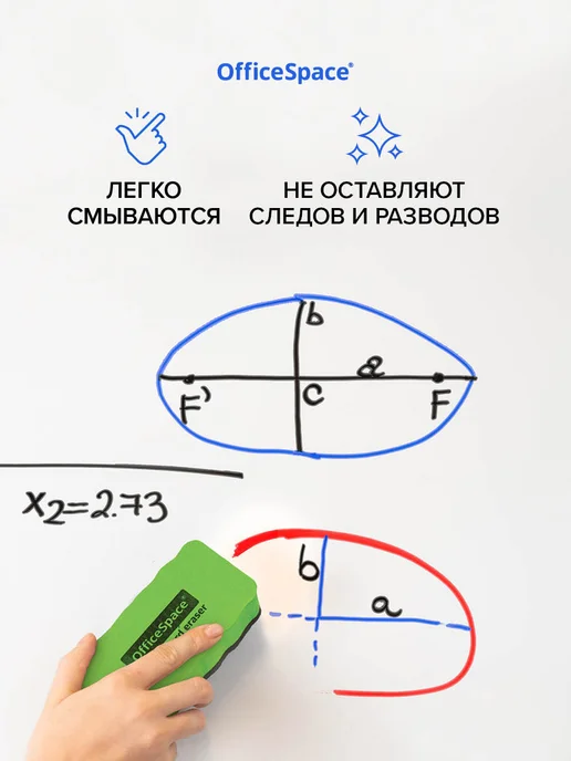 OfficeSpace Набор маркеров для магнитной белой доски, синий, 6 шт, фото 4