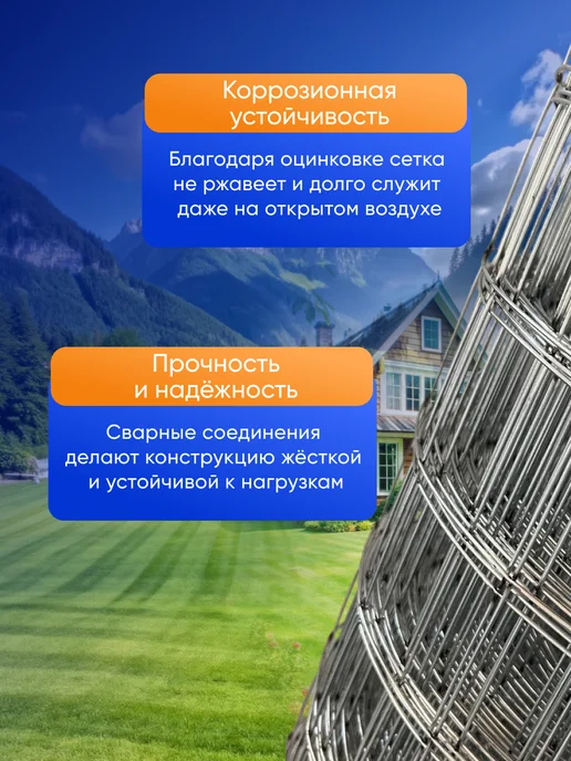 Оцинкованная Сварная Сетка 50х50 1,5м, вариант, фото 2