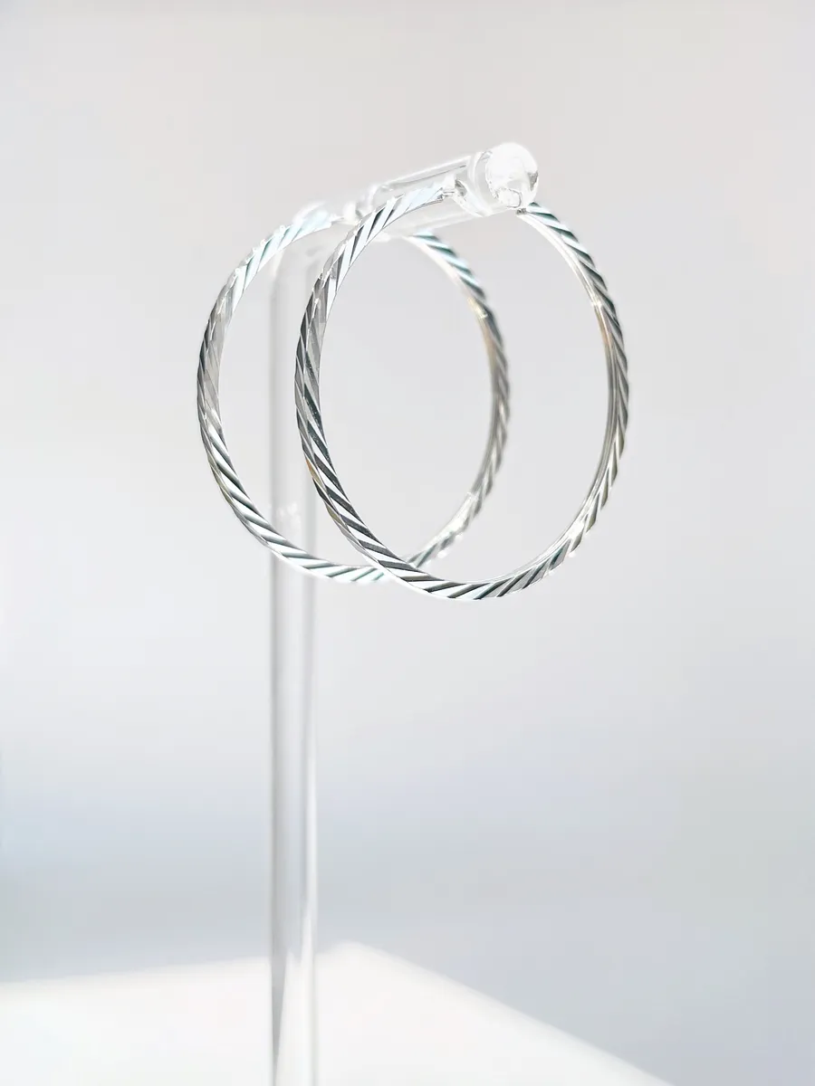 Серьги кольца серебряные 925 пробы