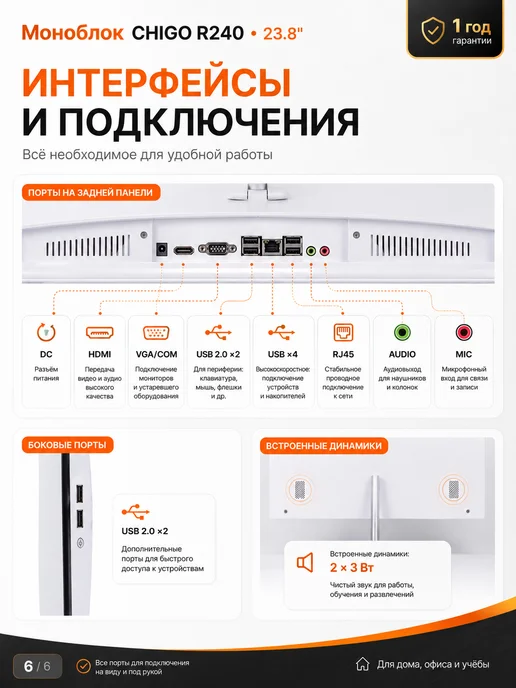 Chigo Моноблок 24 дюйма i5-4590S, 8ГБ, 256ГБ SSD, 8 ГБ, 256 ГБ, фото 7
