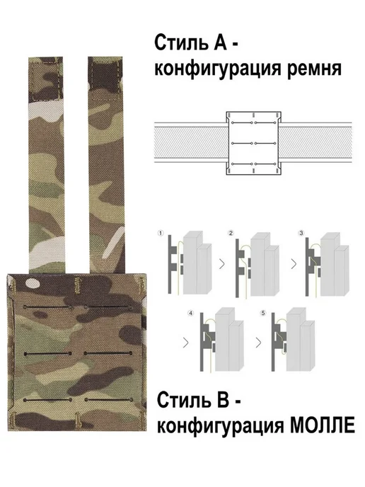 KRYDEX Тактический подсумок для магазина АК 7.62 5.56+ПЯ ПМ, зеленый, фото 5