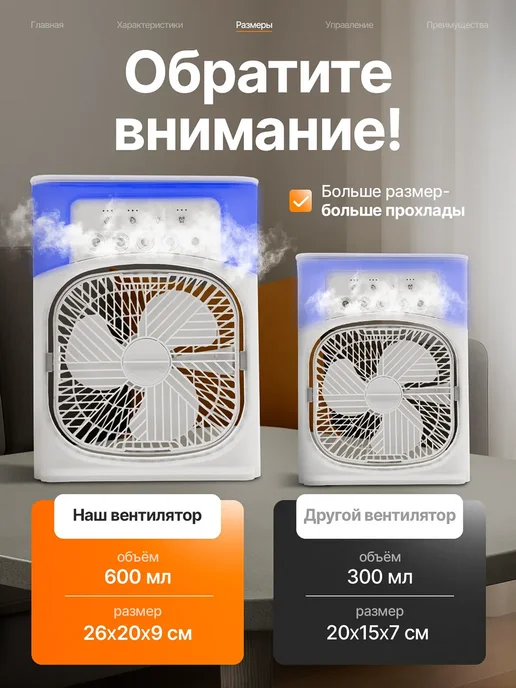 LUXE-home Вентилятор напольный кондиционер- увлажнитель мини 5 в 1, белый, фото 2