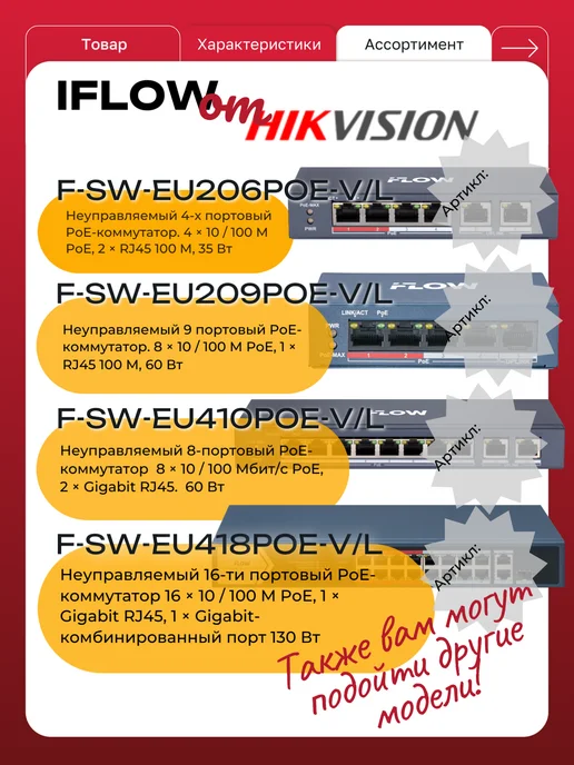 Hikvision Коммутатор неуправляемый с POE iFLOW F-SW-EU206POE-V L, вариант, фото 3