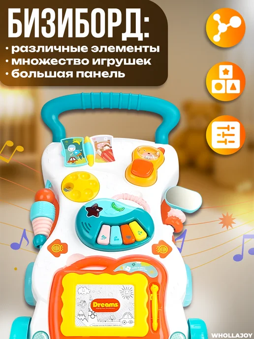 WHOLLAJOY Ходунки каталка для малышей, голубой, фото 3